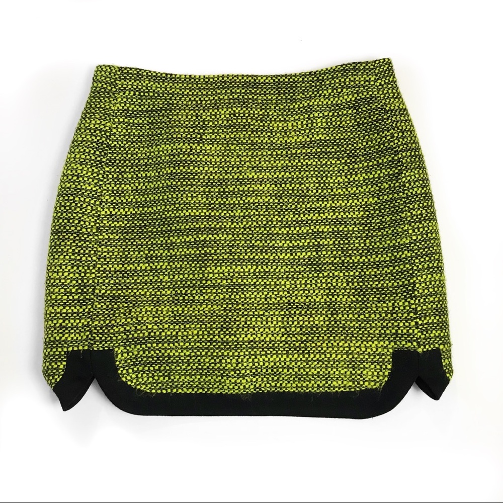 J crew neon piped tweed mini skirt
